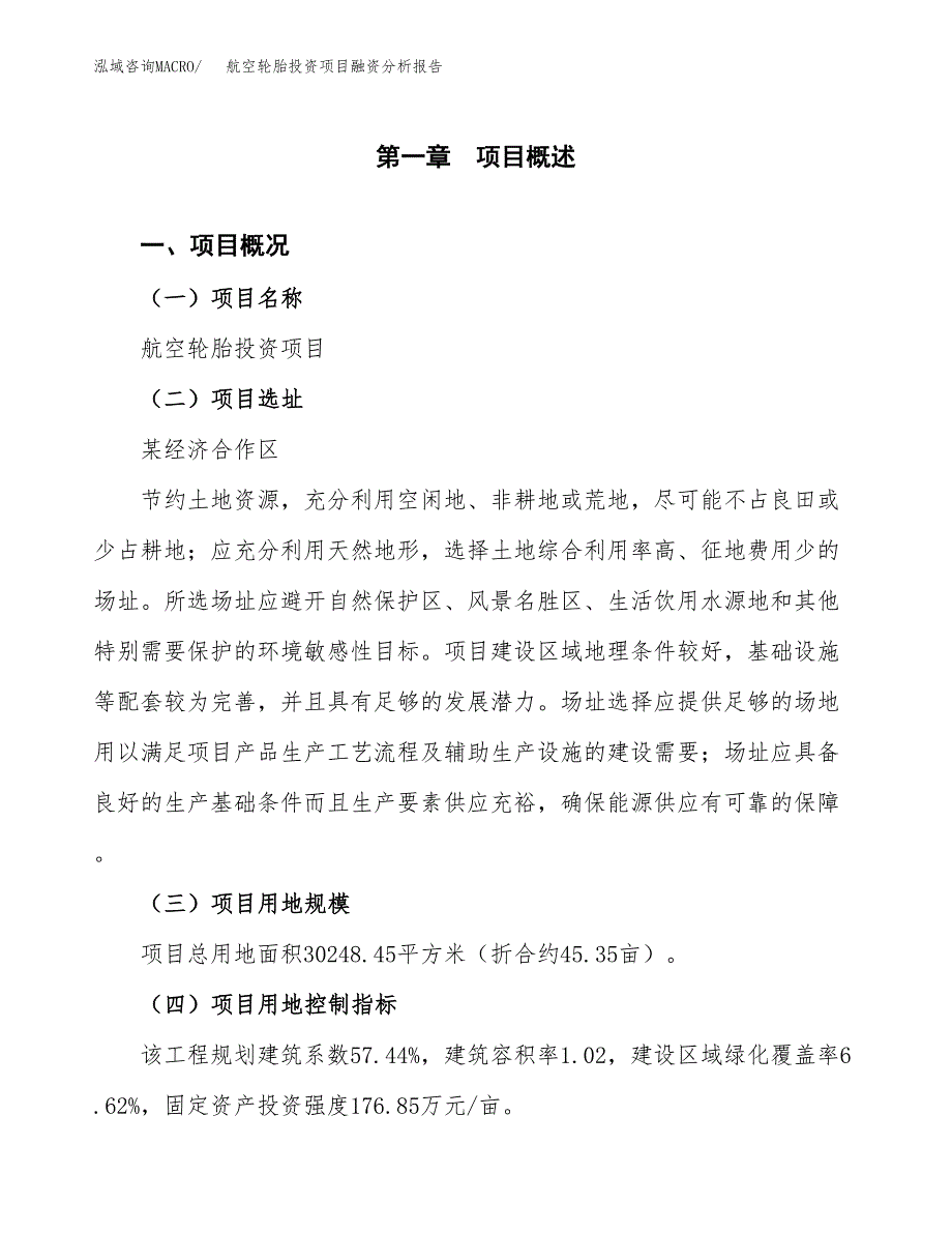 航空轮胎投资项目融资分析报告.docx_第1页