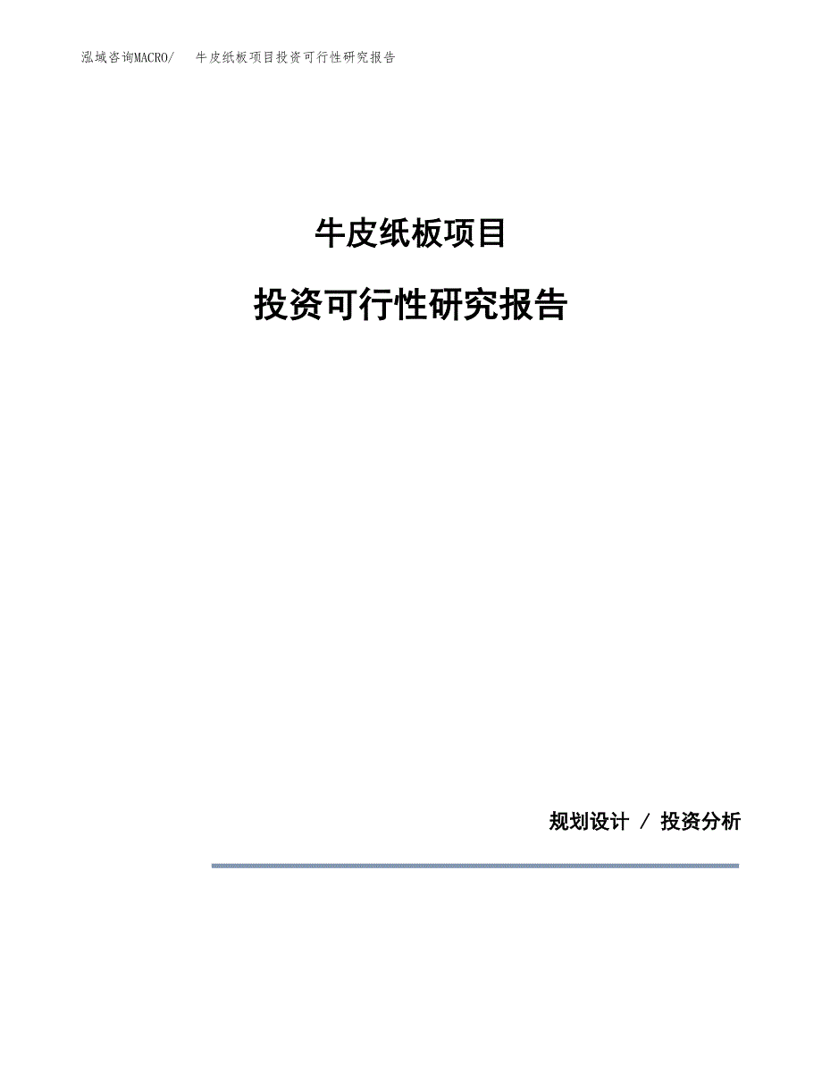牛皮纸板项目投资可行性研究报告.docx_第1页