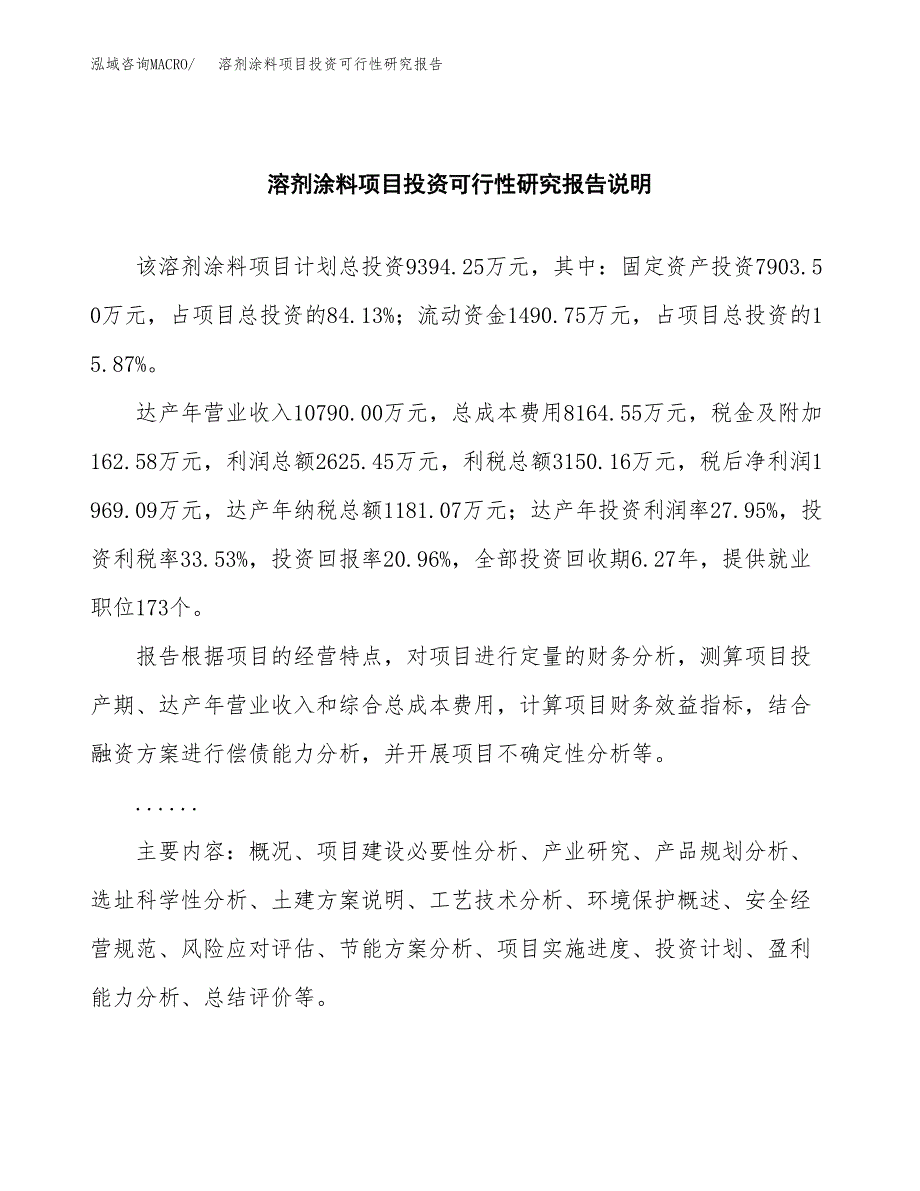 溶剂涂料项目投资可行性研究报告.docx_第2页