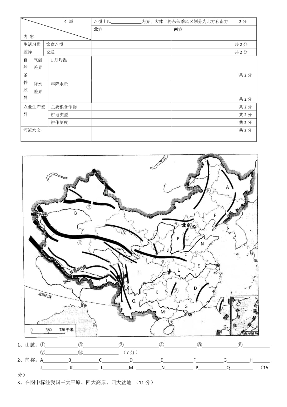 七年级下册历史与社会第五单元测试_第2页