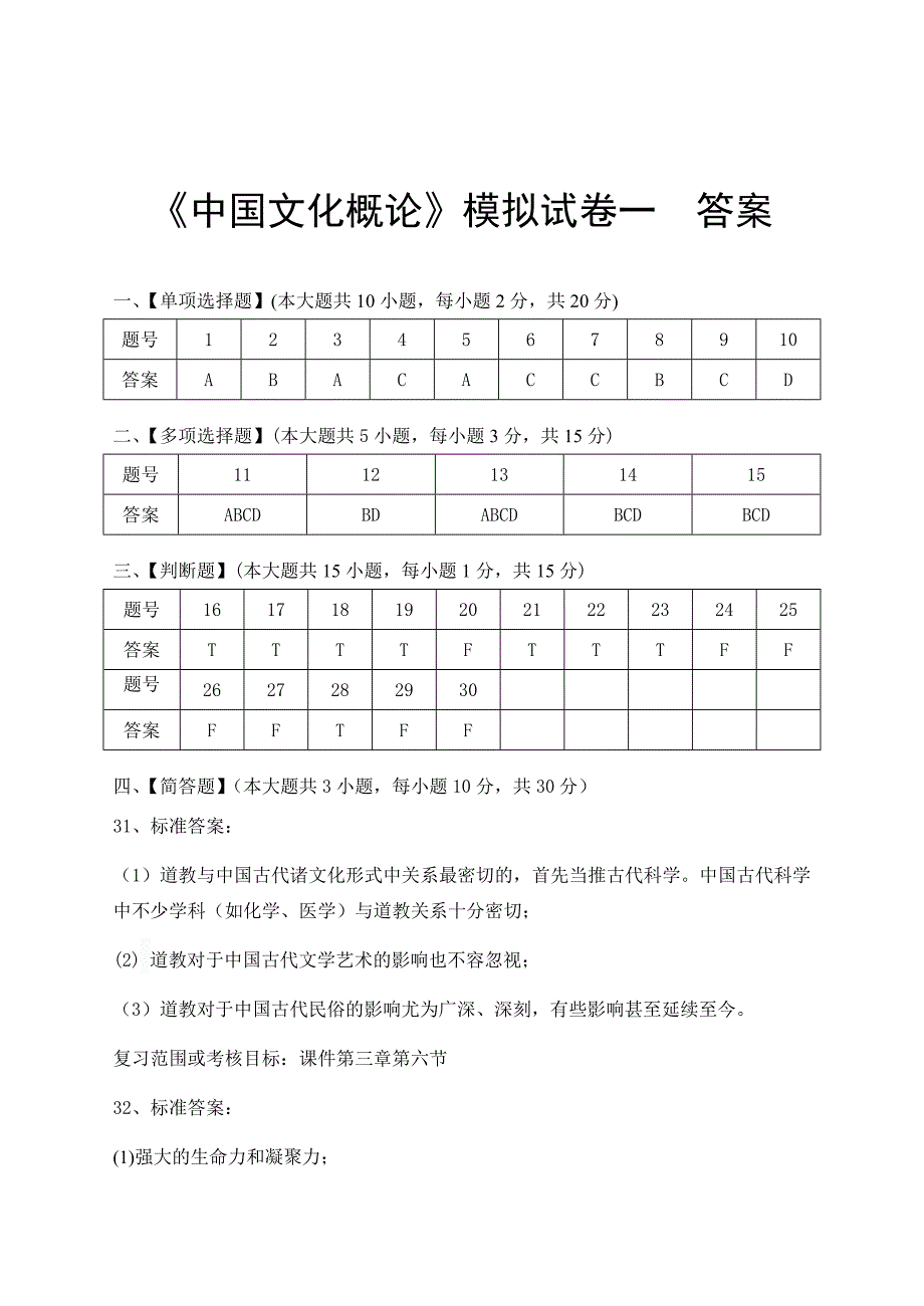 我国文化概论模拟试卷和答案_第4页