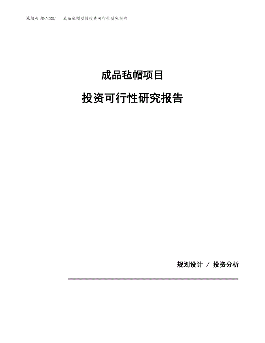 成品毡帽项目投资可行性研究报告.docx_第1页