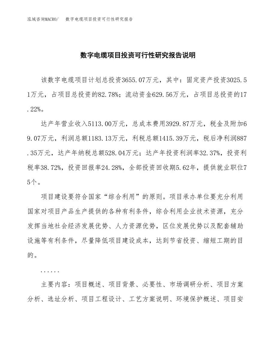 数字电缆项目投资可行性研究报告.docx_第2页