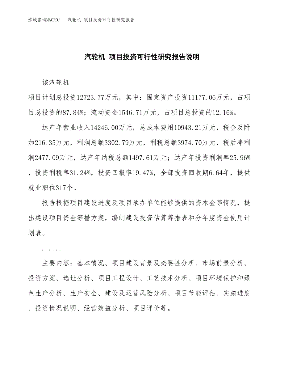 汽轮机 项目投资可行性研究报告.docx_第2页