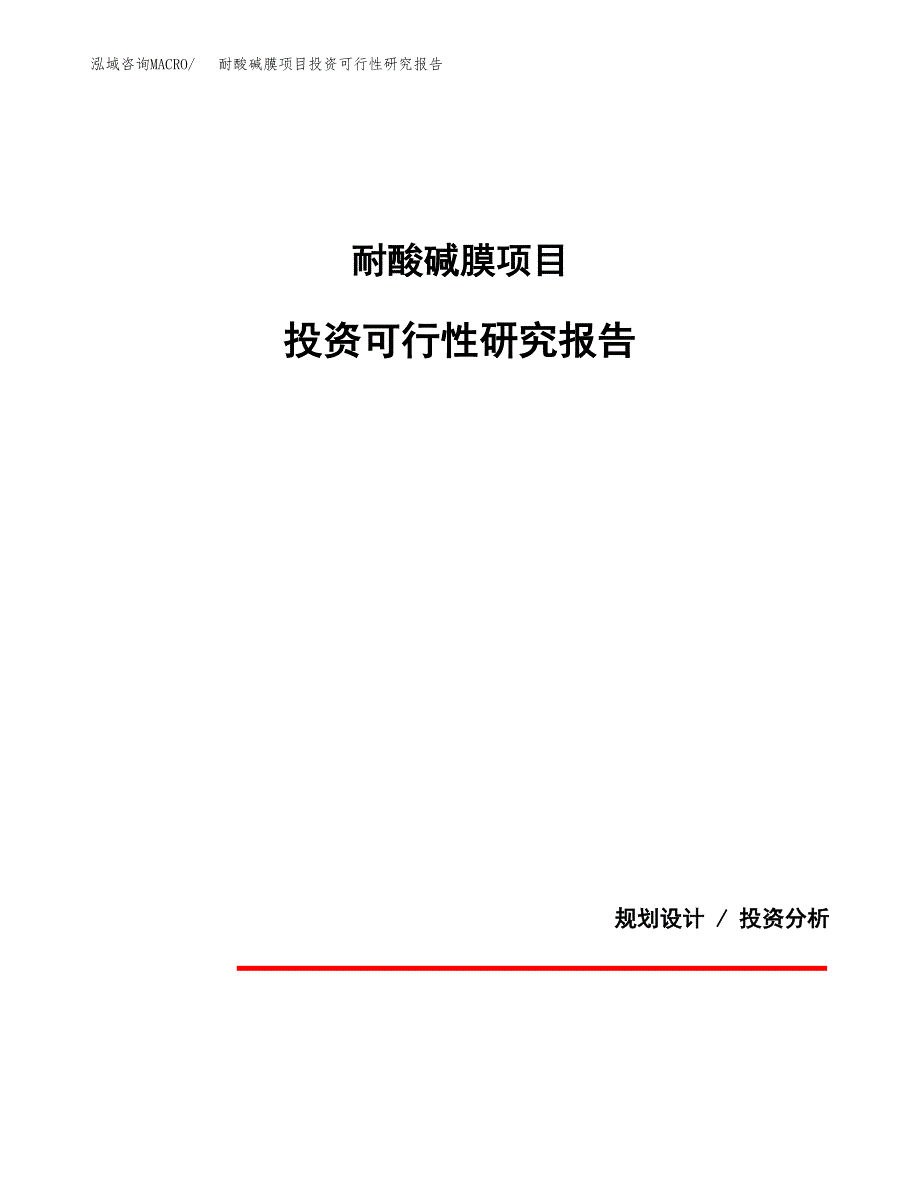 耐酸碱膜项目投资可行性研究报告.docx_第1页