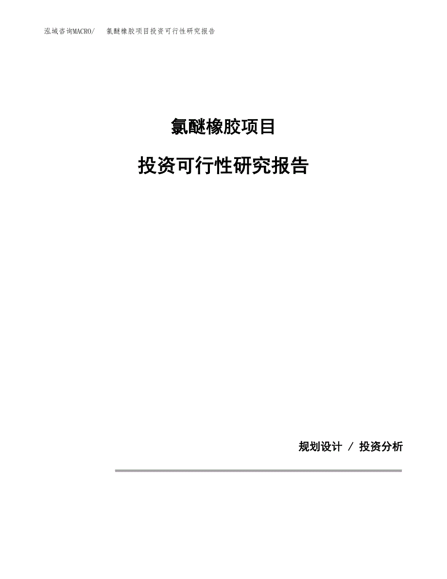 氯醚橡胶项目投资可行性研究报告.docx_第1页