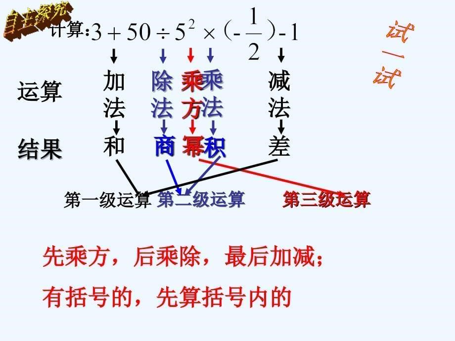 数学北师大版初一上册2.11 有理数的混合运算_第5页