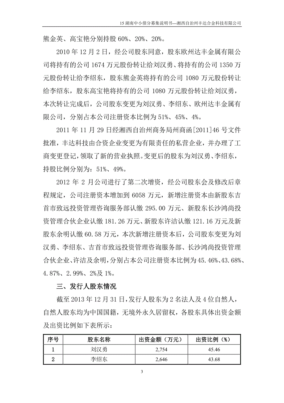 2015 湖南省中小企业集合债券分募集说明书之湘西自治州丰达合金科技有限公司_第4页