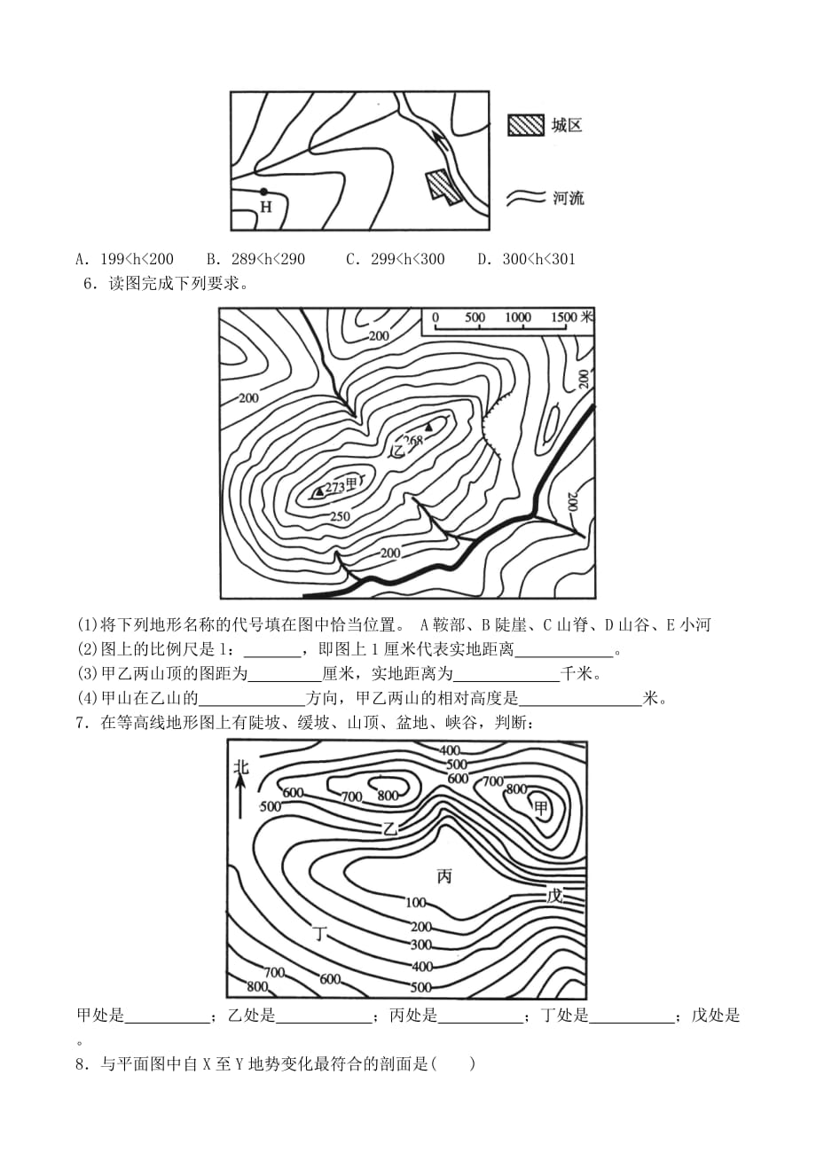 地理人教版初一上册《等高线地形图的判读》_第2页