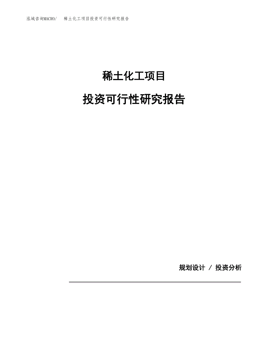 稀土化工项目投资可行性研究报告.docx_第1页