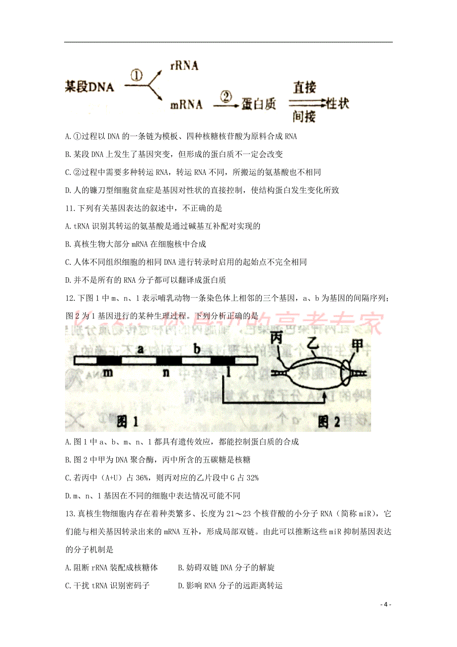 安徽省2017－2018学年高二生物上学期第二次阶段性考试试题_第4页