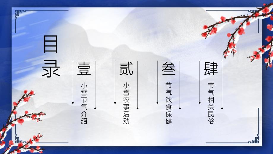 蓝红撞色中国风节气小雪PPT模板_第2页
