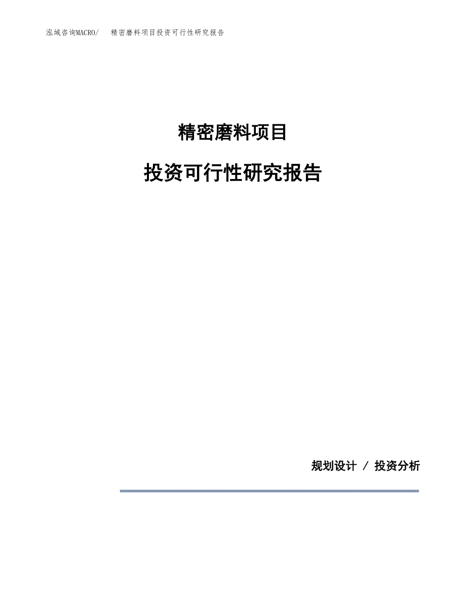 精密磨料项目投资可行性研究报告.docx_第1页