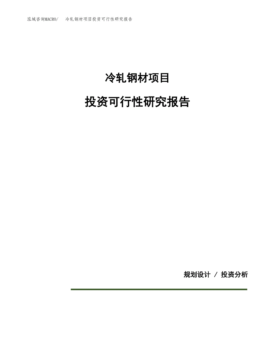 冷轧钢材项目投资可行性研究报告.docx_第1页