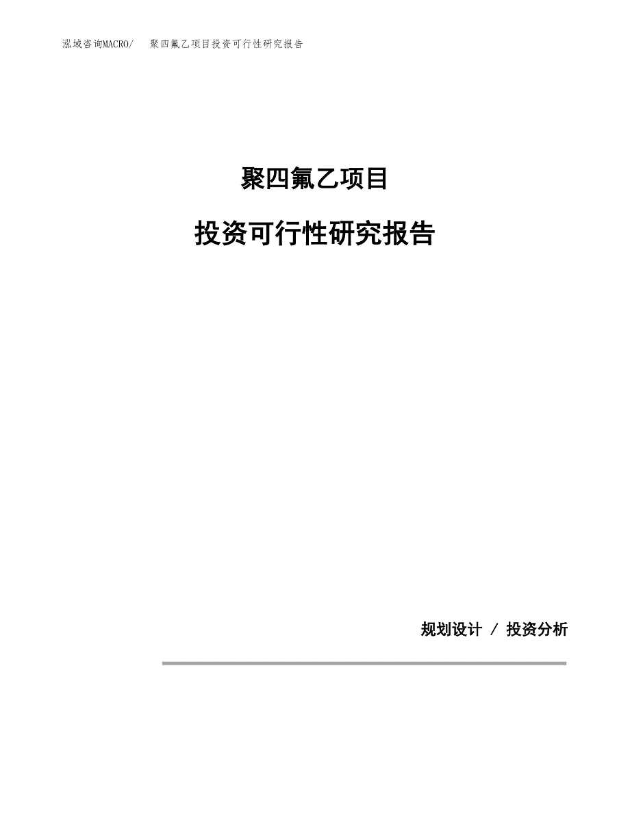聚四氟乙项目投资可行性研究报告.docx_第1页