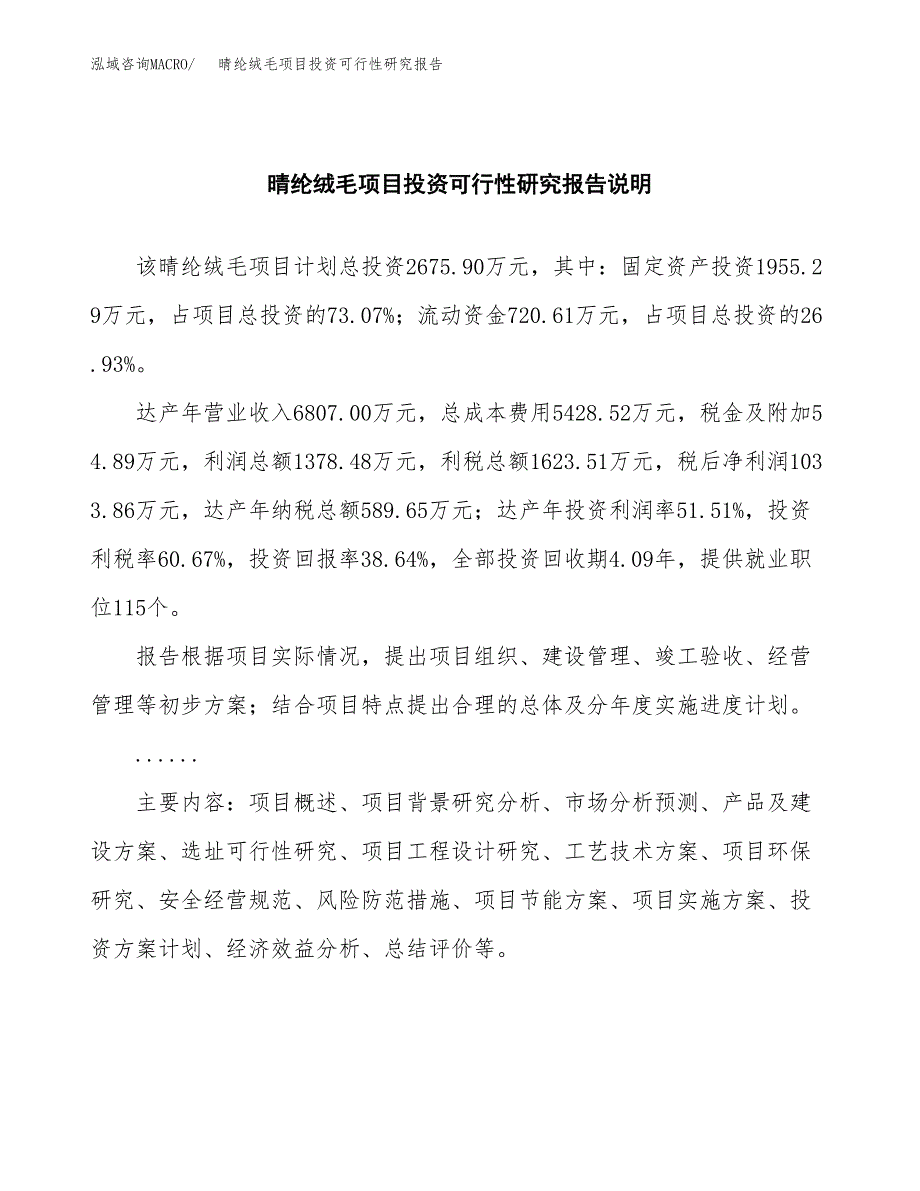 晴纶绒毛项目投资可行性研究报告.docx_第2页