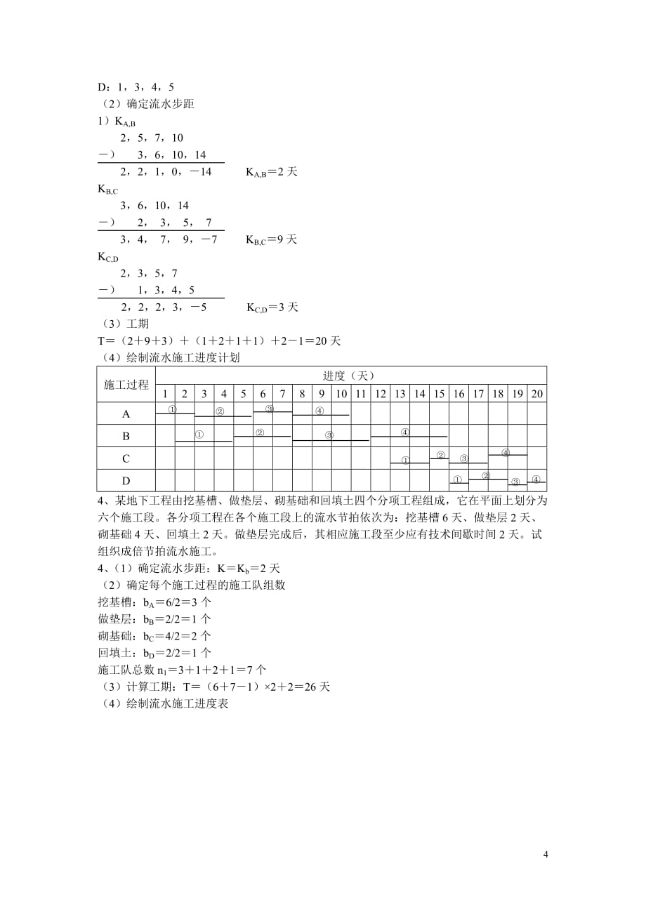 工程项目施工组织练习题-答案_第4页