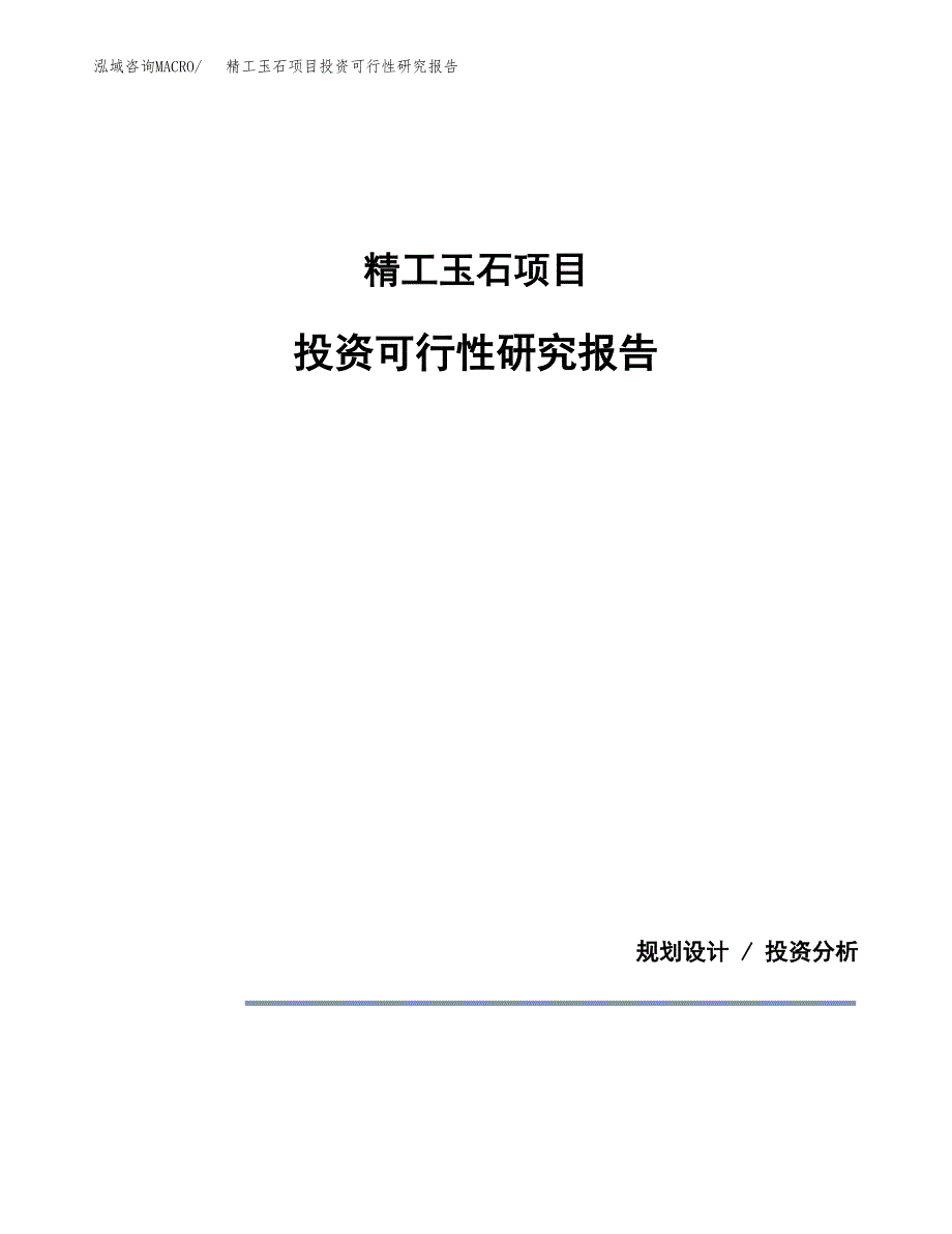 精工玉石项目投资可行性研究报告.docx_第1页