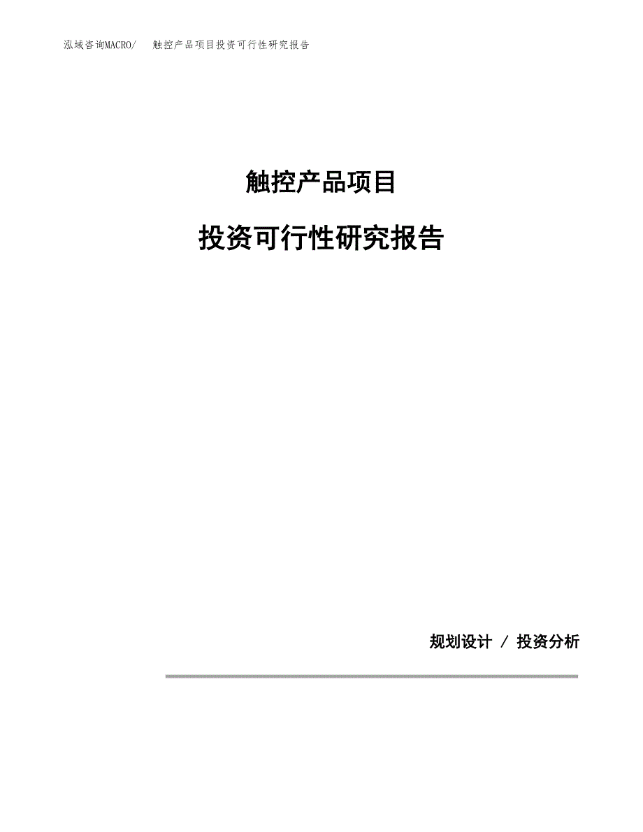 触控产品项目投资可行性研究报告.docx_第1页