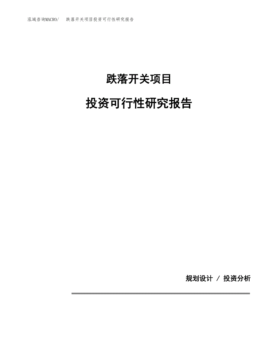 跌落开关项目投资可行性研究报告.docx_第1页