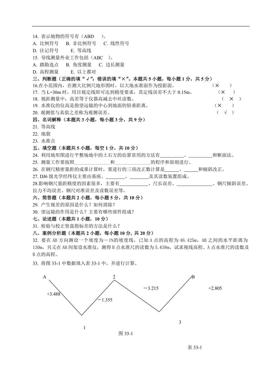 土木工程测量期末考试试题讲解_第5页