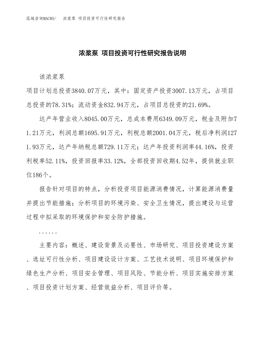 浓浆泵 项目投资可行性研究报告.docx_第2页