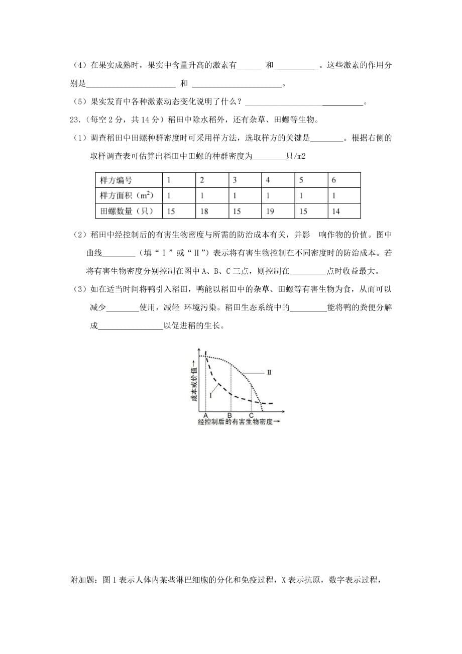 山西省忻州市2016－2017年高中生物 综合练习题 新人教版必修3_第5页