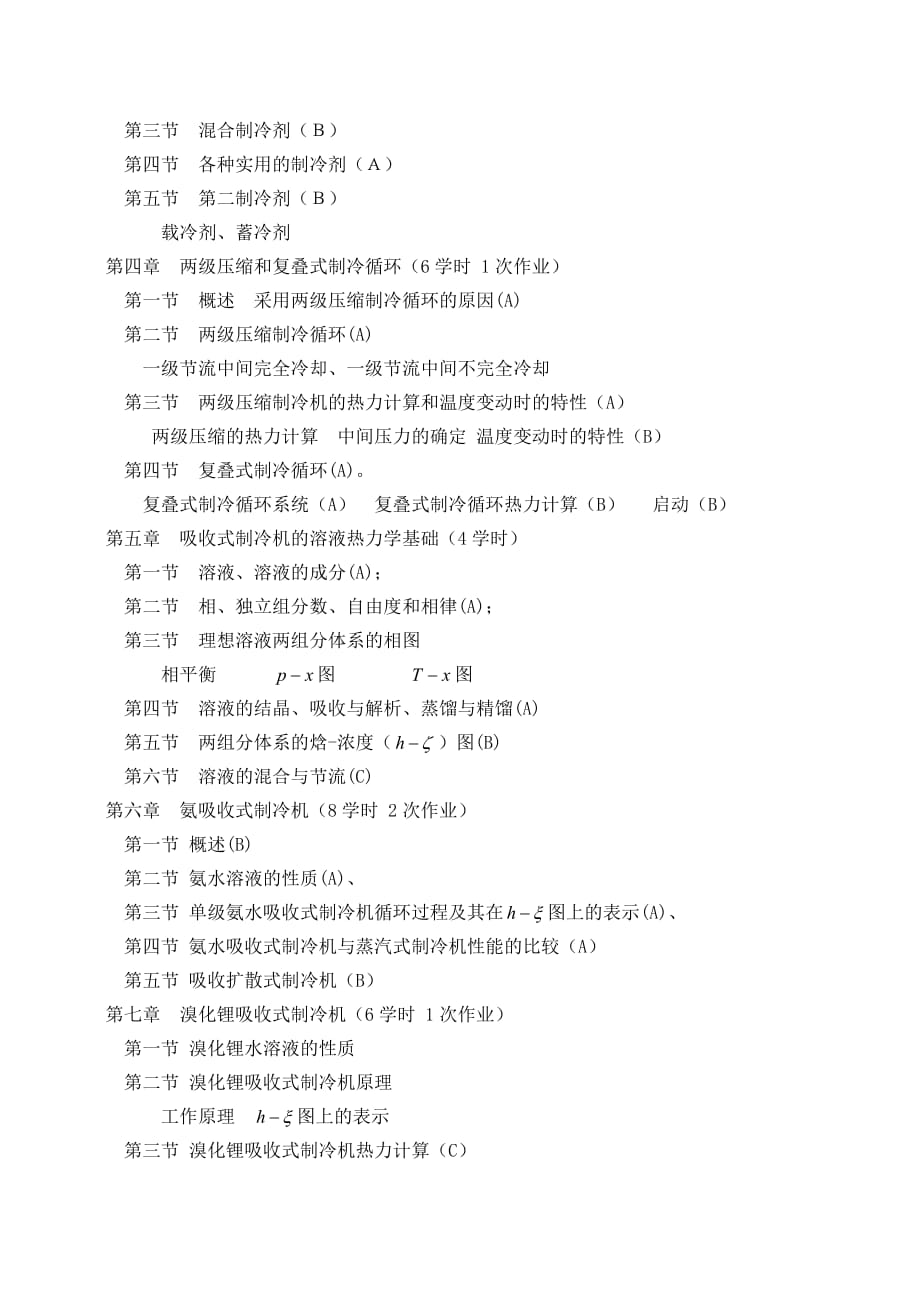 制冷原理教学大纲概要_第3页