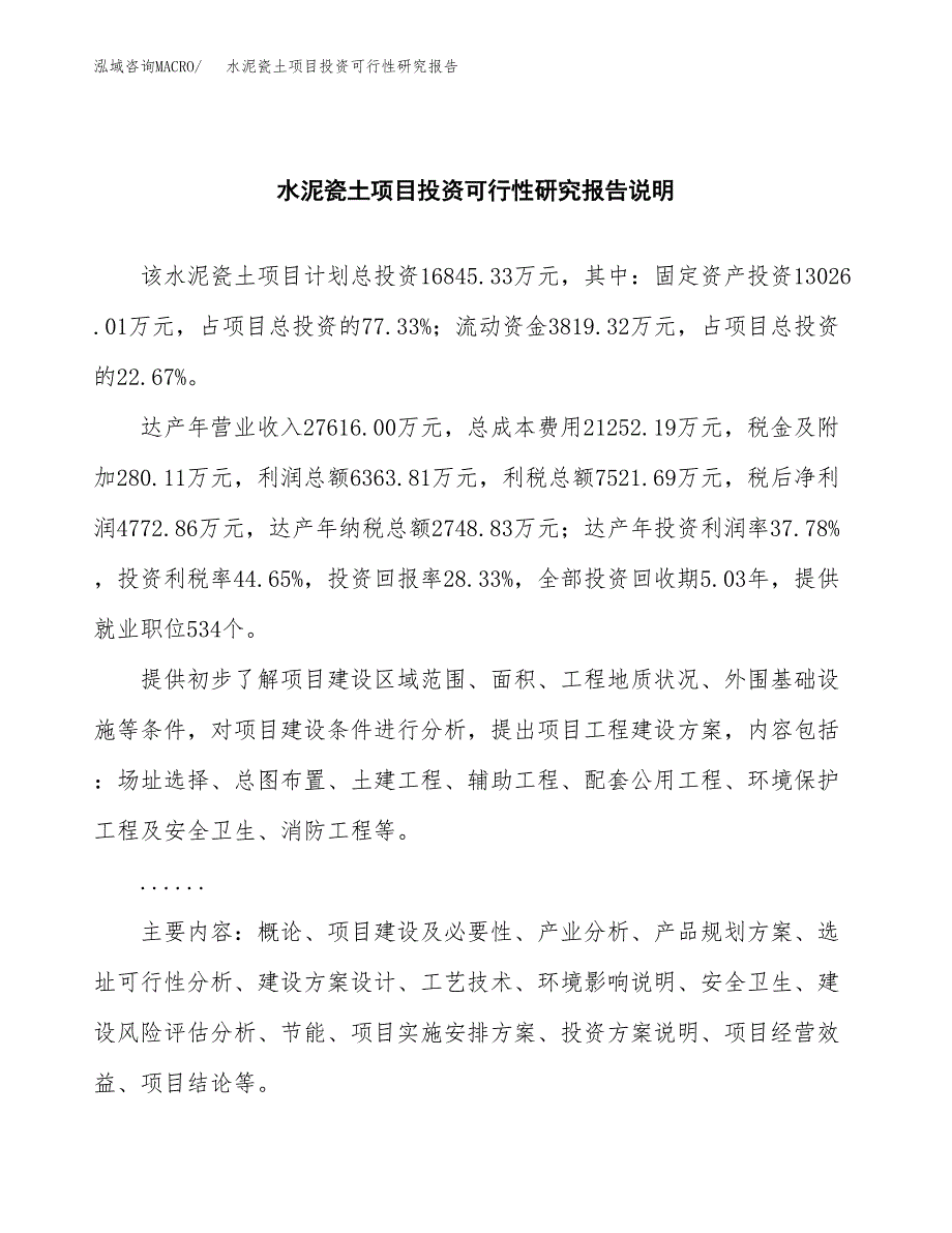 水泥瓷土项目投资可行性研究报告.docx_第2页