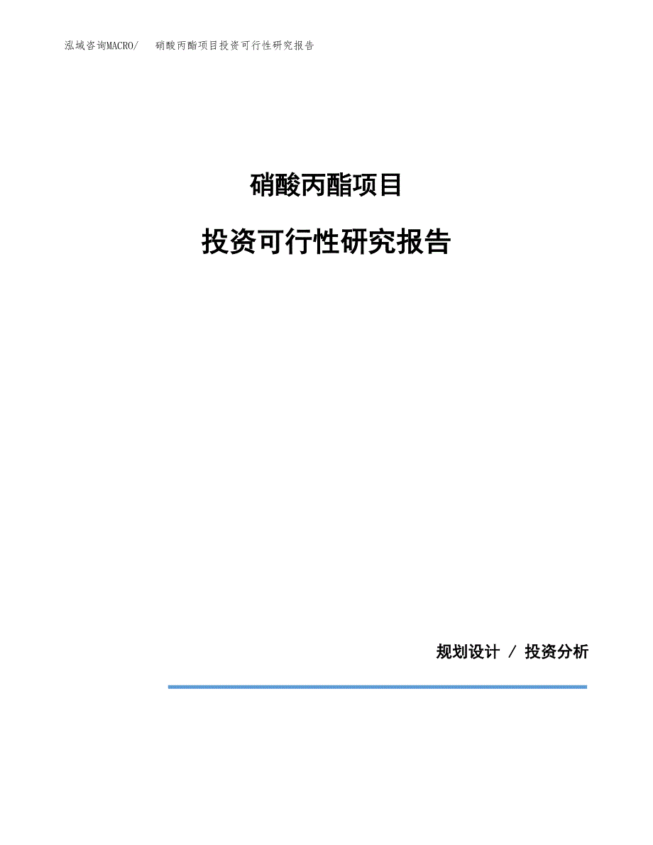 硝酸丙酯项目投资可行性研究报告.docx_第1页