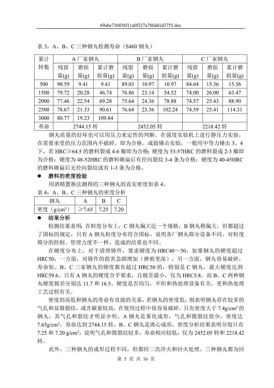 钢丸粒度对铸件抛丸清理效率和表面粗糙度的影响教材_第5页