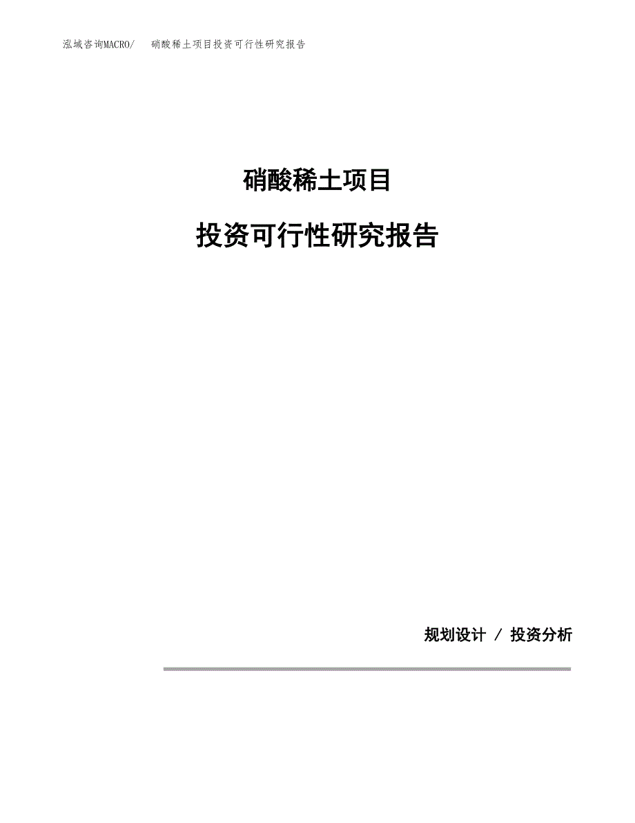 硝酸稀土项目投资可行性研究报告.docx_第1页