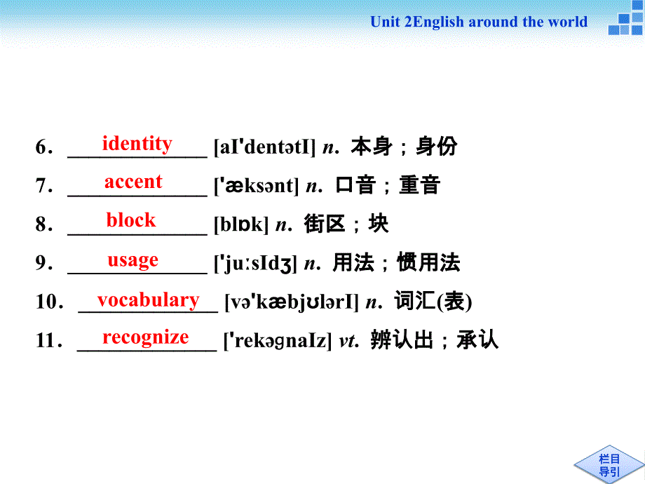 复习课件Unit2English around the world教材_第3页