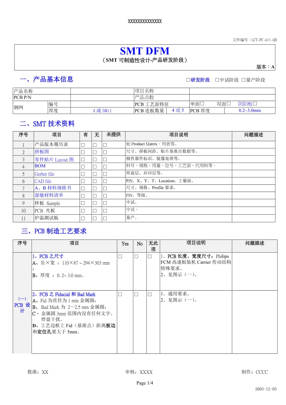 smt-dfm(可制造性设计)检查表_第1页