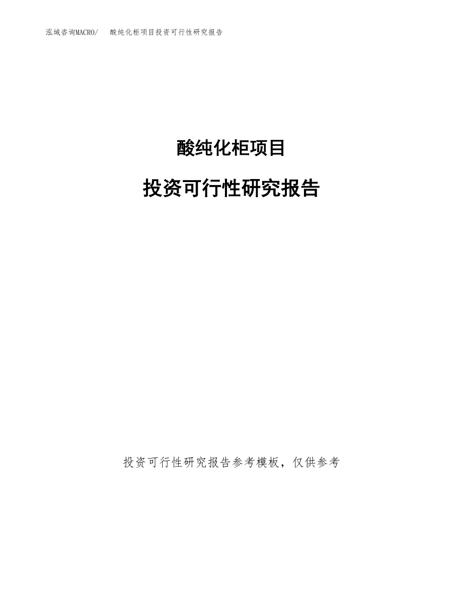 酸纯化柜项目投资可行性研究报告.docx_第1页