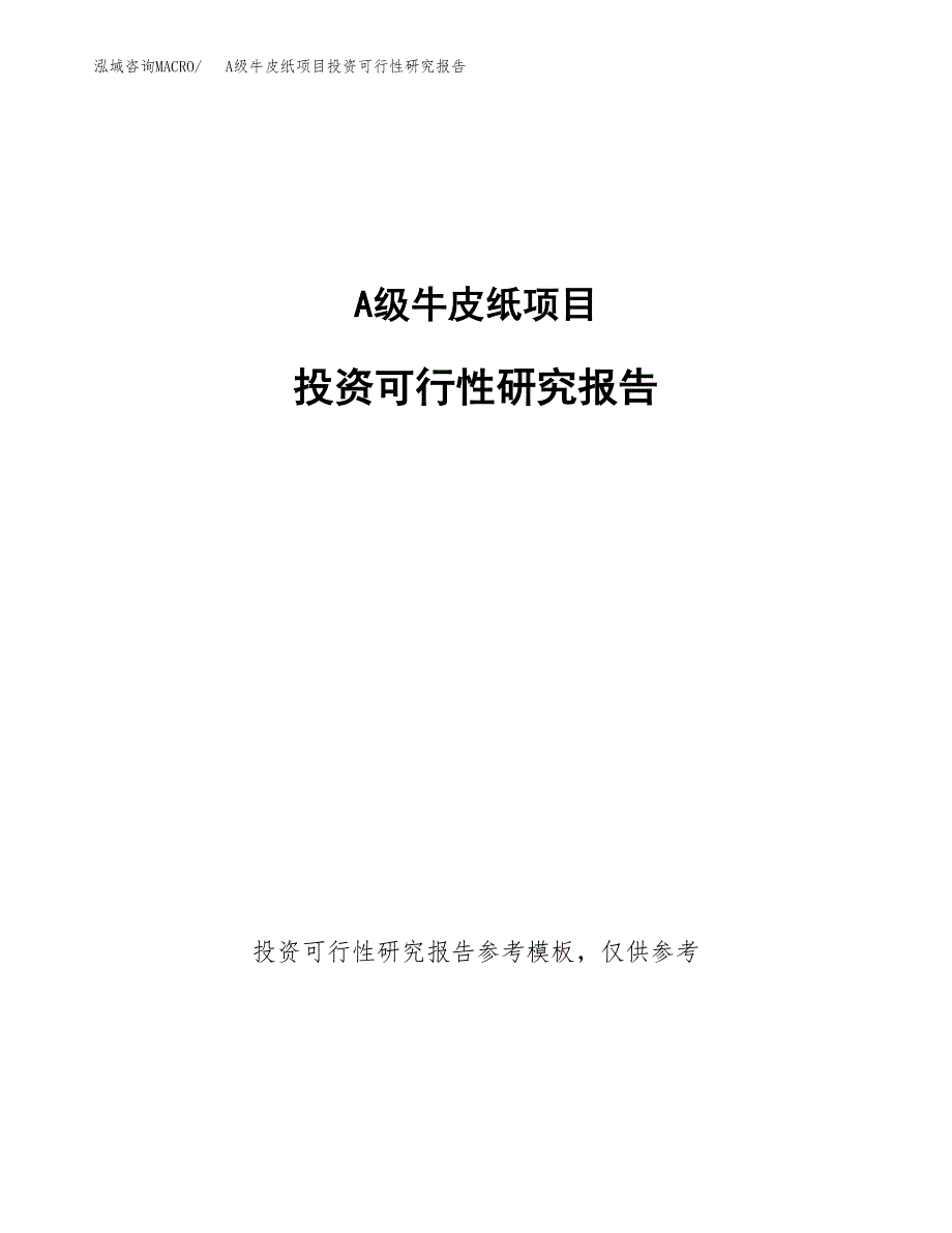 A级牛皮纸项目投资可行性研究报告.docx_第1页