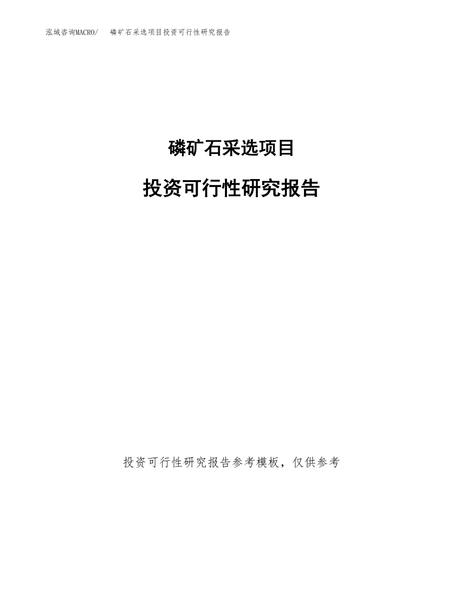 磷矿石采选项目投资可行性研究报告.docx_第1页