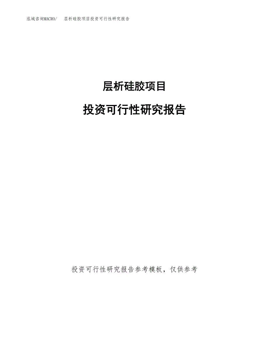 层析硅胶项目投资可行性研究报告.docx_第1页