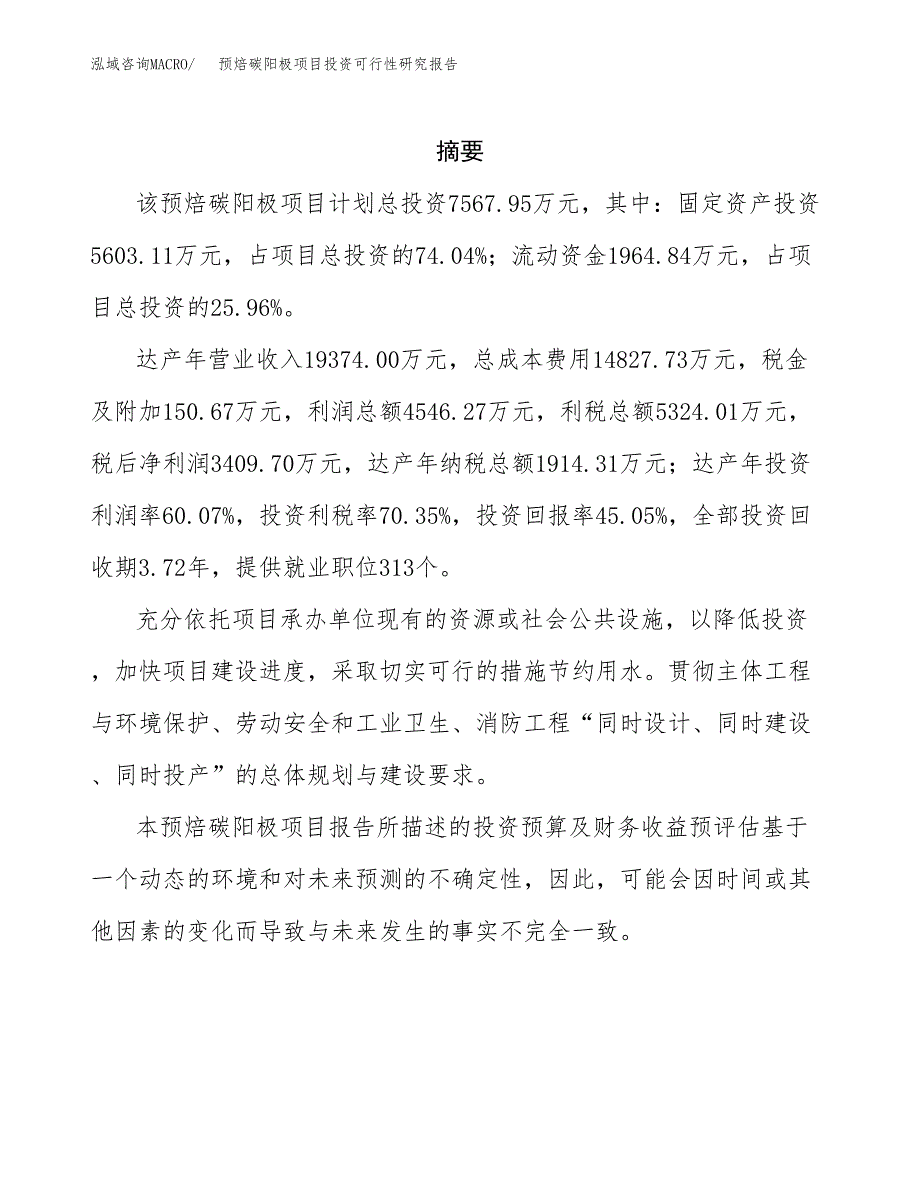 预焙碳阳极项目投资可行性研究报告.docx_第2页