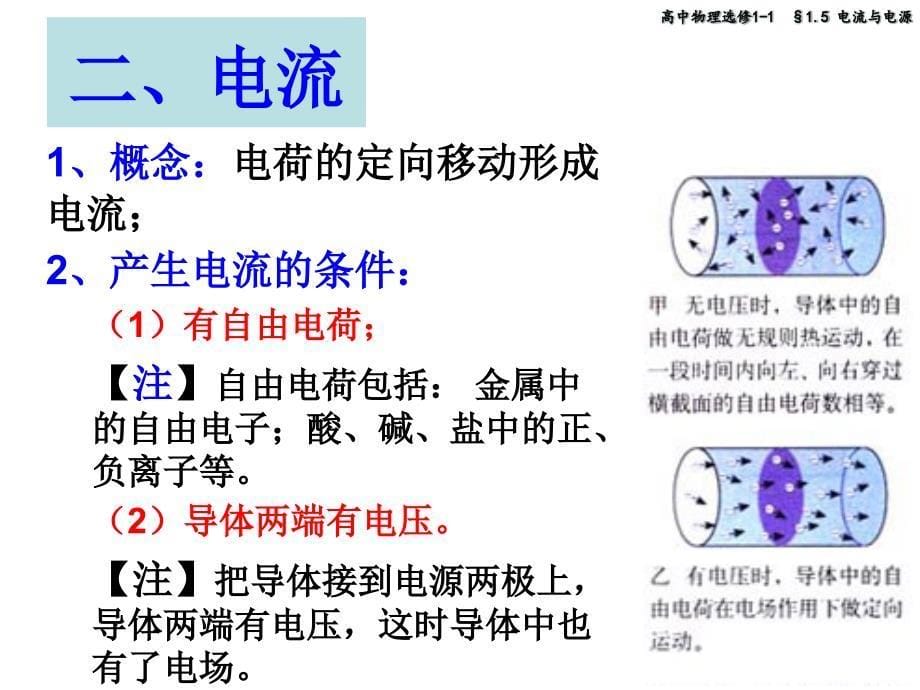 物理选修1-1 1.5 电流和电源--课件讲解_第5页