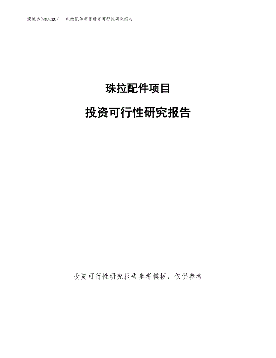 珠拉配件项目投资可行性研究报告.docx_第1页
