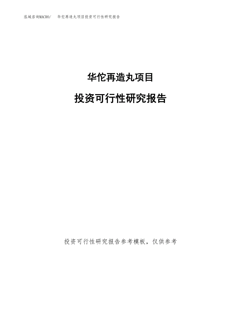 华佗再造丸项目投资可行性研究报告.docx_第1页