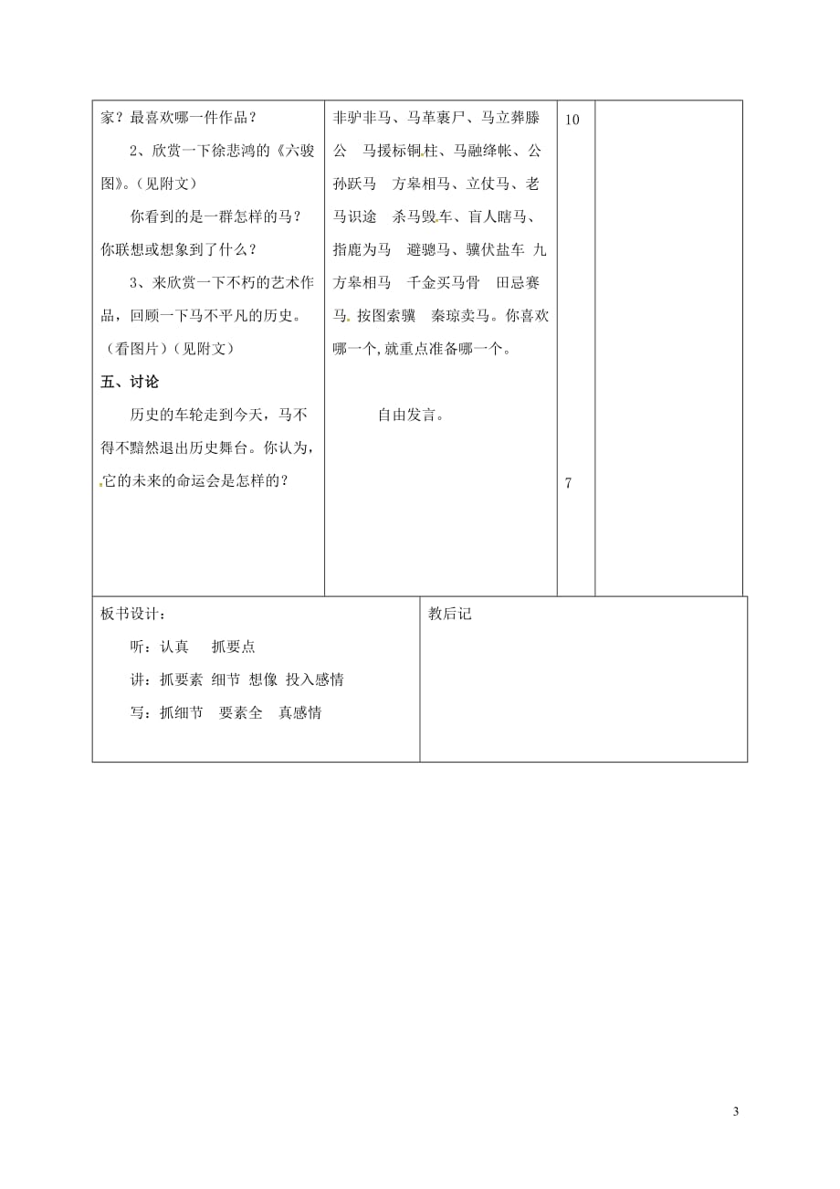 山东省邹平县七年级语文下册第六单元29 马的世界教案 新人教版_第3页