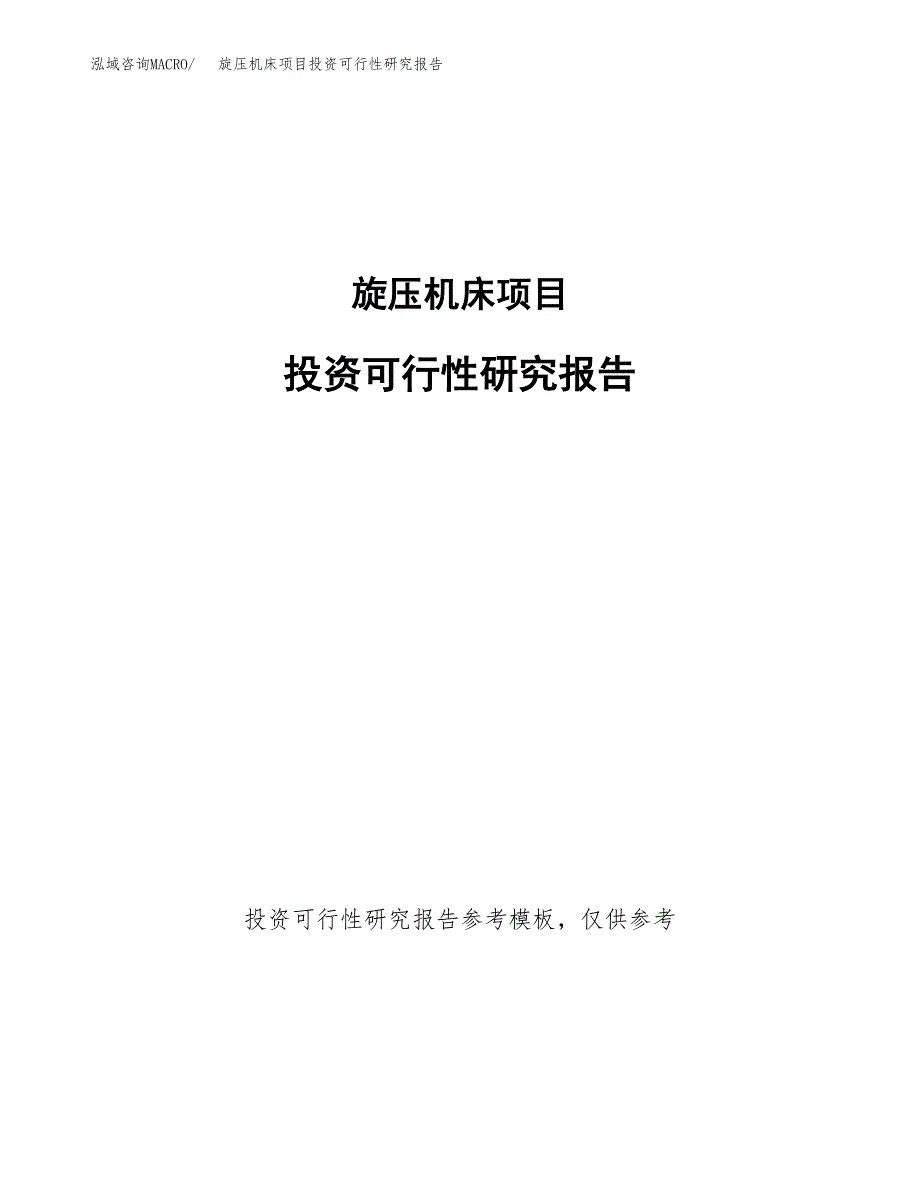 旋压机床项目投资可行性研究报告.docx_第1页