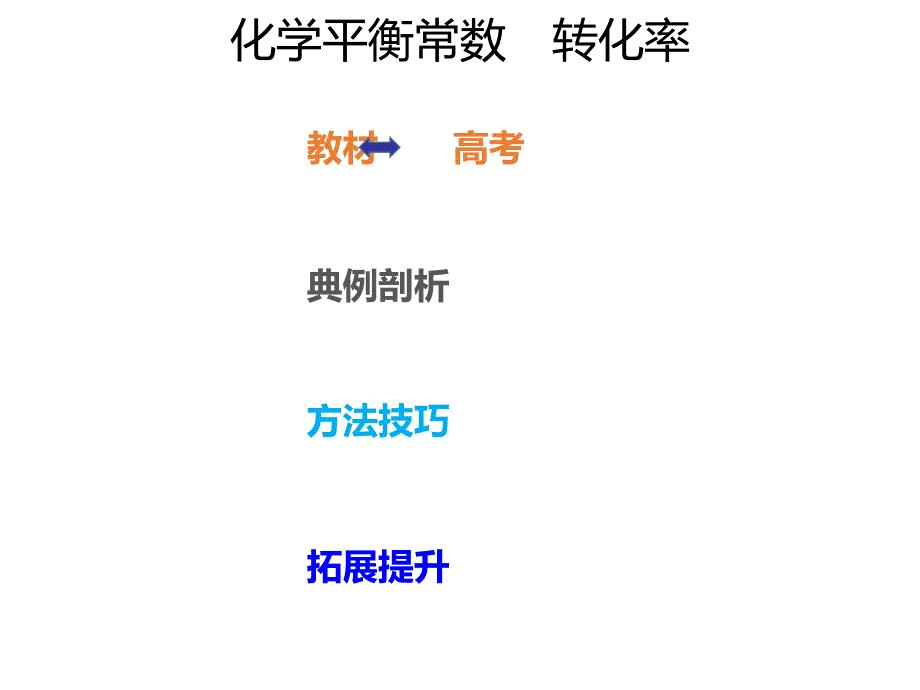 2020年高考化学一轮复习考点《7.3.1 化学平衡常数　转化率》