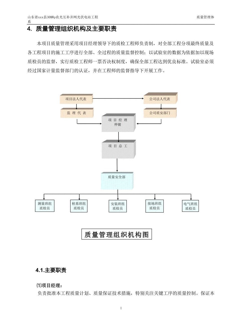 50mwp农光互补光伏并网发电项目质量管理体系_第5页