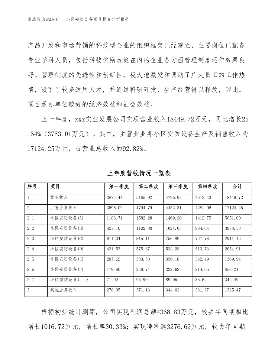 小区安防设备项目投资分析报告（总投资14000万元）（64亩）_第3页