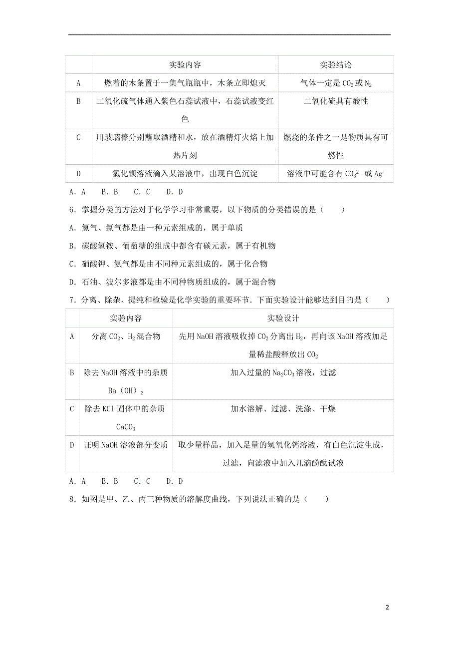 山东省济宁市邹城市2017年中考化学摸底试卷(含解析)_第2页