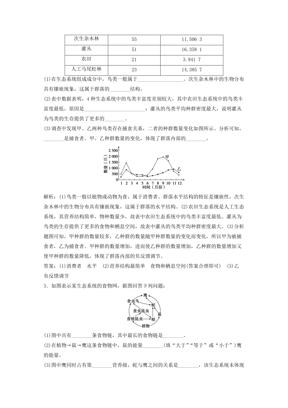 2018版高考生物一轮复习大题加固练（四）种群、群落与生态系统综合题剖析_第2页