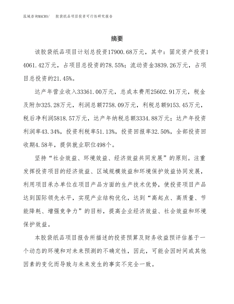 胶袋纸品项目投资可行性研究报告.docx_第2页